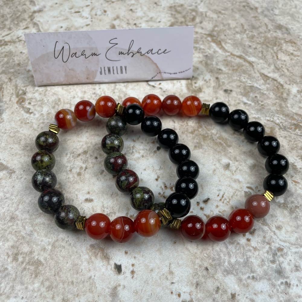 Creativity Bracelet with Dragonstone, Carnelian and Obsidian.